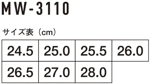 コーコス信岡 MW-3110 フライワーク ダイヤル セーフティースニーカー4.0 サイズ／スペック