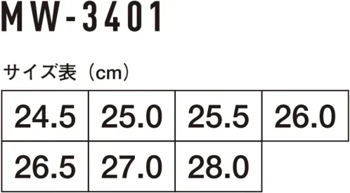 コーコス信岡 MW-3401 リバウンドワーク セーフティースニーカー4.0 サイズ／スペック