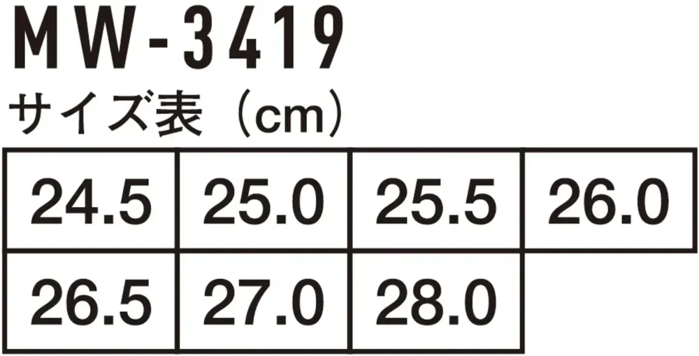コーコス信岡 MW-3419 リバウンドワーク クロスバンドセーフティー4.0 サイズ・スペック