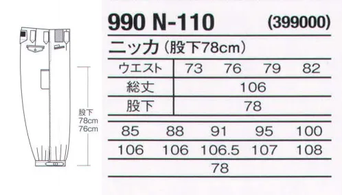 関東鳶 990-N-110-A ニッカ（股下78センチ）（399000） 映画「太陽の家」出演、松浦慎一郎さんご着用モデル（カラー:ホワイト）働く男のトラディショナルアイテム。昔も今も現場のマストな逸品！汚れたらパッと洗ってさっと乾かす。タフで、しなやか、頼れる一着。関東鳶唐獅子牡丹。※「2ベージュ」「14ブラウン」「17ダークパープル」「23チャコール」「29 アースグリーン」は、販売を終了致しました。 サイズ／スペック