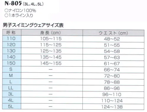 ナショナルハット N-805 東レナイロンツイルトランクス ※この商品はご注文後のキャンセル、返品及び交換は出来ませんのでご注意ください。※なお、この商品のお支払方法は、前払いにて承り、ご入金確認後の手配となります。※「3Lサイズ」、「4Lサイズ」は販売を終了致しました。 サイズ／スペック