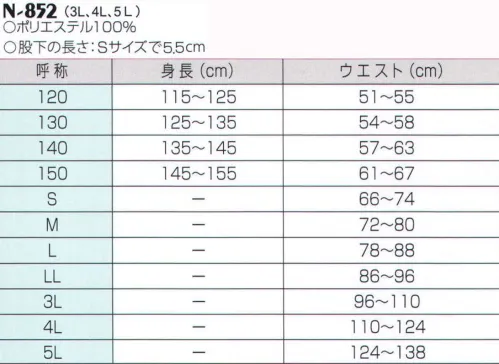 ナショナルハット N-852 ポリエステルトランクス スイミング用※この商品はご注文後のキャンセル、返品及び交換は出来ませんのでご注意ください。※なお、この商品のお支払方法は、前払いにて承り、ご入金確認後の手配となります。 サイズ／スペック