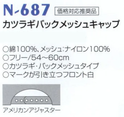 ナショナルハット N-687 カツラギバックメッシュキャップ  サイズ／スペック