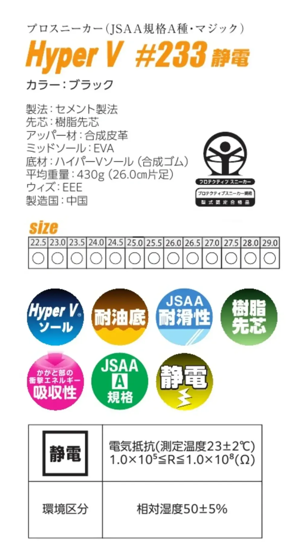 日進ゴム 233 Hyper V #233 静電 サイズ・スペック