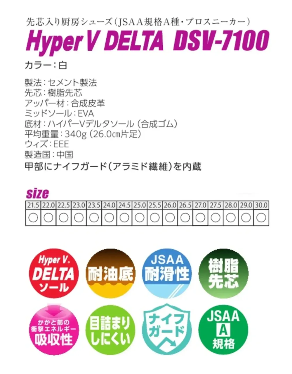 日進ゴム DSV-7100-B Hyper V DELTA DSV-7100-B（28.0㎝以上） サイズ・スペック