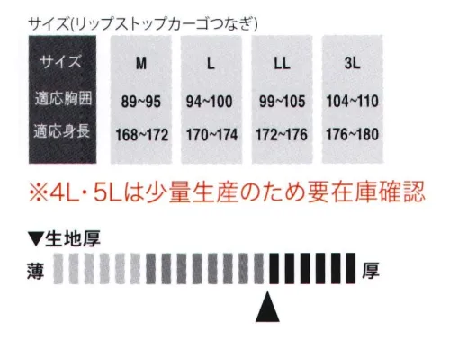 大川被服 28010 カモフラつなぎ  サイズ／スペック