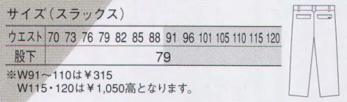 大川被服 74705 アクトスラックス（74705） しなやかな動きが冴える爽快アクティブモード。左右の後ポケットは、スマートに収納できるインフラップを採用。 サイズ／スペック