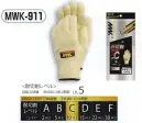 おたふく手袋 MWK-911 耐切創手袋 10G（5双入） 作業性・強度のバランスを取った中厚手タイプ●MWK&trade;進化した耐切創アラミド手袋、その名も「MWK」。その最大の特長は、アラミドとステンレスワイヤーを編み込み、アラミド100％だけでは発揮できなかった「耐切創性」の向上。そして綿やポリウレタンなどの様々な繊維を組み合わすことで肌触りの良い「着用感」、手にフィットする「作業性」、「コストパフォーマンス」に優れるアラミド手袋となった。様々な工場・用途に合わせた豊富なバリエーションで労働災害・切創事故の抑制に一役を担う、アラミド手袋ブランド。※5双入り。※この商品はご注文後のキャンセル、返品及び交換は出来ませんのでご注意下さい。※なお、この商品のお支払方法は、先振込（代金引換以外）にて承り、ご入金確認後の手配となります。