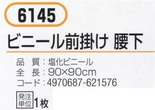 おたふく手袋 6145 ビニール前掛け 腰下 クリアータイプ。※画像は胸付ですが、実際の商品は腰下タイプです。※この商品はご注文後のキャンセル、返品及び交換は出来ませんのでご注意下さい。※なお、この商品のお支払方法は、先振込（代金引換以外）にて承り、ご入金確認後の手配となります。 サイズ／スペック