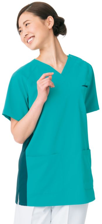 ナースウェア 半袖ジャケット（ブルゾン・ジャンパー） オンワード HS-8022 女性用スクラブ 医療白衣com