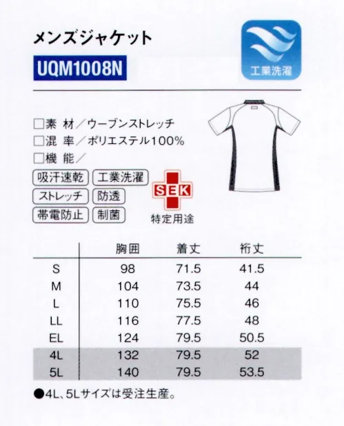 ルコックスポルティフ UQM1008N メンズジャケット スタイリッシュなペアデザイン。豊富なカラーバリエーション。襟元とサイドをカラーで切り替えたデザイン。すっきりとスタイルよい着こなしを実現します。白いラインの入ったスタンドカラーは動きやすく、印象も爽やか。スポーティで機能性を感じさせるデザインが、見る人の信頼を高めます。人気のジャケットにメンズライン登場。●右脇には落とし物を防ぐ便利なキーループ付き。●右裾ポケットの内側には筆記用具等を整理して収納可能な小ポケット付き。●スムーズな腕の上げ下ろしを可能にし、裾が持ち上がらない立体裁断。●左脇下には。PHSを収納可能なポケット付き。※4L・5Lは受注生産となります。ご注文後のキャンセル・返品・交換ができませんので、ご注意下さい。※受注生産品のお支払方法は、先振込（代金引換以外）にて承り、ご入金確認後の手配となります。※この商品の旧品番は UQM1008 です。 サイズ／スペック