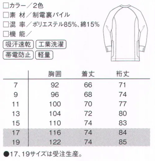 ルコックスポルティフ UZL6061 ロング丈カーディガン 着丈の長いウェアとも相性のいい待望のロング丈カーディガンが登場。人気のレギュラー丈に加え、ご要望の多かったロングタイプが誕生しました。着丈の長いニットシャツやメディカルウェアとバランスよくコーディネートでき、美しく落ち着きのある着こなしを演出します。人気の高い裏パイルカーディガンのロング丈レディースタイプ。軽くて優しい着心地。着用感抜群の一着。●上品なブランドロゴ刺繍左袖には、生地と同色のブランドロゴの刺繍入り。さりげないブランドアピールに。●デザインのアクセントになるオリジナルピスネーム。左ポケットに、ブランドロゴ入りのピスネームを設置。フレンチテイストでオシャレ度をアップします。●収納力たっぷりの縦型ポケット。両脇に使い勝手のいい、たっぷり収納の縦型ポケットを設置。便利に活用でき、作業効率もアップします。制電裏パイル軽量でふんわりソフトな肌触りが気持ちいい。肌面に綿を使用しパイル状に編んでいるので、肌触りはソフトで吸汗・速乾性があります。また耐洗濯性、帯電防止付でメンテナンス性、快適性にも優れています。※ロゴのリニューアルに伴う品番移行がございます。品番は順次新ロゴのUZL6061Lに移行します。※17号、19号は受注生産になります。※受注生産品につきましては、ご注文後のキャンセル、返品及び他の商品との交換、色・サイズ交換が出来ませんのでご注意ください。※受注生産品のお支払い方法は、先振込（代金引換以外）にて承り、ご入金確認後の手配となります。 サイズ／スペック