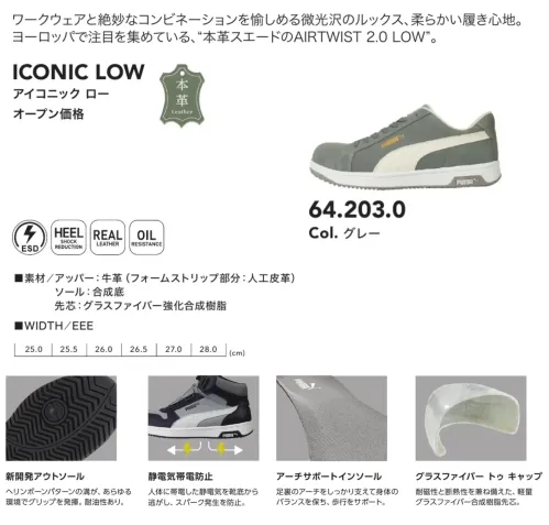 PUMA 64.203.0 アイコニック ロー (グレー) サイズ／スペック