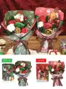 ポピー名古屋 SH-061 シャボンフラワー SH-061 シャボンフラワーほっこり癒しのXmasブーケクリスマスアイテムのかわいいぬいぐるみが入った豪華ブーケです。シャボンフラワーってどんなもの？石けん素材の花びら本物の花のような見た目で、石けん素材を使用しています。ほのかな石けんの香りやさしく香る石けんのアロマが楽しめます。枯れないから長く楽しめる水やり不要で、ずっときれいなまま飾れます。置き場所を選ばない生花がNGな場所でも安心して飾れます。プリザーブドフラワーよりお値打ち見た目は豪華なのに、価格は控えめ！注意事項シャボンフラワーは観賞用です。●手洗いには使用できません。●洗顔などお肌への使用はできません。●お風呂や洗濯など、水を使う場面でのご使用はできません。●食べられません。●香りには個体差があり、多少の強弱がある場合があります。●素材の特性上、まれにひび割れが見られることがあります。●石けん素材のため、若干の破れやキズがある場合があります。●強い負荷をかけない限り、花びらが崩れることはほとんどありません。●時間とともに変色（若干の色抜け）することがあります。 ●直射日光や湿気の多い場所での保管は変色の原因になります。●実際の商品と画像で、色合いやパーツの配置・イメージが異なる場合があります。●パッケージやラッピング仕様は、予告なく変更になる場合があります。