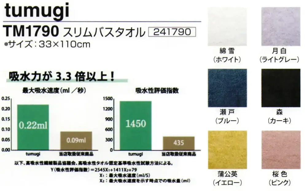 神藤タオル 241790 スリムバスタオル tumugi サイズ・スペック