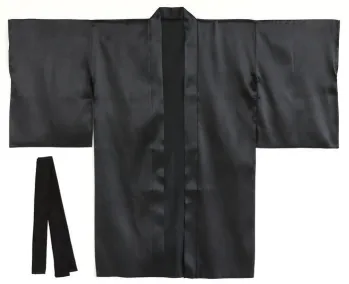 イベント・チーム・スタッフ ハッピ アーテック 18594 ソフトサテンロングハッピ袖付 黒M （ハチマキ付） 作業服JP