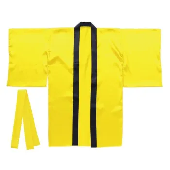イベント・チーム・スタッフ ハッピ アーテック 18609 ソフトサテンロングハッピ袖付 黄M （ハチマキ付） 作業服JP
