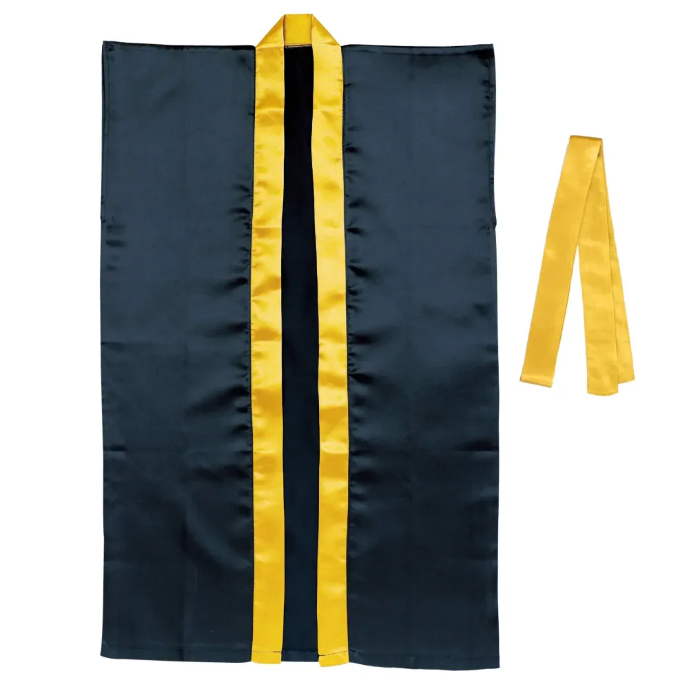 サテンロングハッピ（ハチマキ付） 黒（襟金） M アーテック 19098