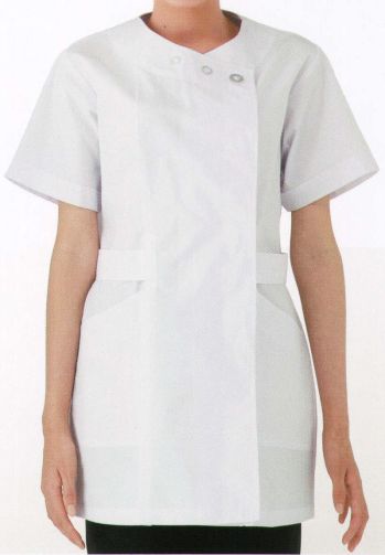 厨房・調理・売店用白衣 半袖白衣 サカノ繊維 SKA732 女子横掛半袖白衣 食品白衣jp