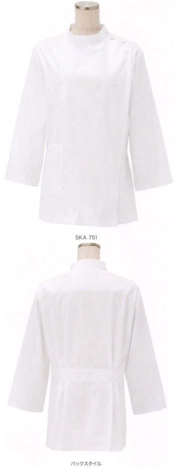 サカノ繊維 SKA751 女子ケーシー型八分袖白衣 