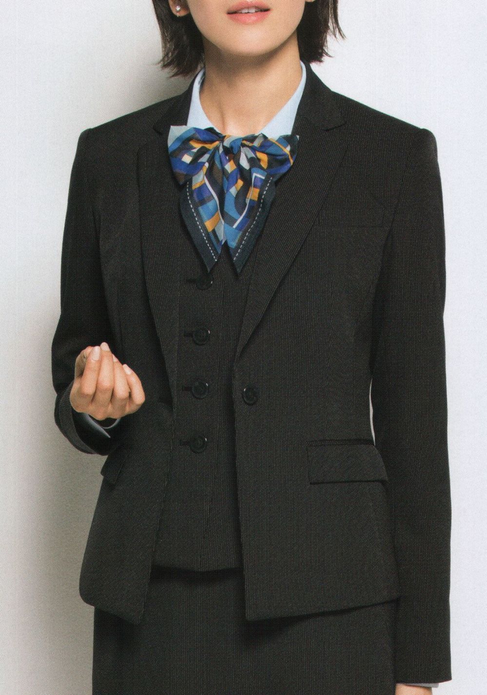 NEW売り切れる前に☆ 事務服セット ベスト S-04290 Ａラインスカート S-16810 レインストライプ セロリー 