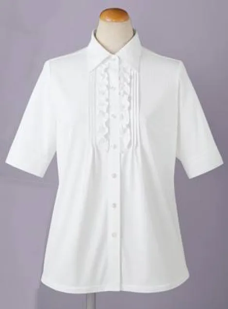 事務服jp 半袖フリルブラウス セロリー クレッセ S 事務服の専門店