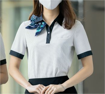 オフィスウェア 半袖ポロシャツ セロリー S-37079 ポロシャツ（リボン付） 事務服JP