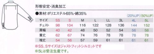 アイフォリー 63395 長袖シャツ（ユニセックス） ナチュラルなグリーンで周囲と調和やさしさや安定感が求められる社会の中で最も注目されているカラーはグリーン。木々や森などの自然な色なので気持ちを穏やかにし心をリラックスさせてくれます。ニオイや香りをイメージさせるので、食品関係や園芸・ガーデニングのウエアにうってつけです。小柄ギンガムチェック長袖シャツ。 いつでもさっとペンが取り出せて使いやすいペン差しポケットなら、書類ファイルなどをチェックするときに重宝しそう。ここがすごい！機能ディテール＆デザイン！ ■メンズシルエットシャツ！ ○首回り・・・ゆったりとした首周りで窮屈感がなくラクに着られます。きちんとした印象の台衿仕様です。 ○背中タック・・・背中にタックが入っているので、腕の上げ下げもラクラク！ ○袖・・・きちんと見えるようすっきりしたシルエット。 ■レディースJUST FITシルエット。身体に沿ったすっきりとしたシルエットで見た目スリムに。 ○首周り・・・ネックラインに付かず離れずキレイに沿って、きっちりした印象を演出します。○肩線・・・キレイに着られるようにコンパクトサイズに。  ○アームホール・・・腕を上げてもワキの下が見えない袖まわりだから安心！窮屈感なく着られます。※5Lサイズは受注生産になります。※受注生産品につきましては、ご注文後のキャンセル、返品及び他の商品との交換、色・サイズ交換が出来ませんのでご注意ください。※受注生産品のお支払い方法は、先振込（代金引換以外）にて承り、ご入金確認後の手配となります。 サイズ／スペック