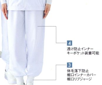 食品工場用 パンツ（米式パンツ）スラックス 国立 CG200 男女兼用パンツ（ホワイト） 食品白衣jp