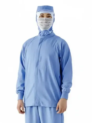 食品工場用 長袖白衣 国立 MM111 男女兼用ブルゾン（ブルー） 食品白衣jp