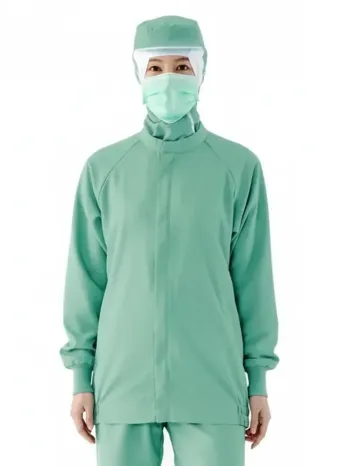 食品工場用 長袖白衣 国立 MM121 男女兼用ブルゾン（グリーン） 食品白衣jp