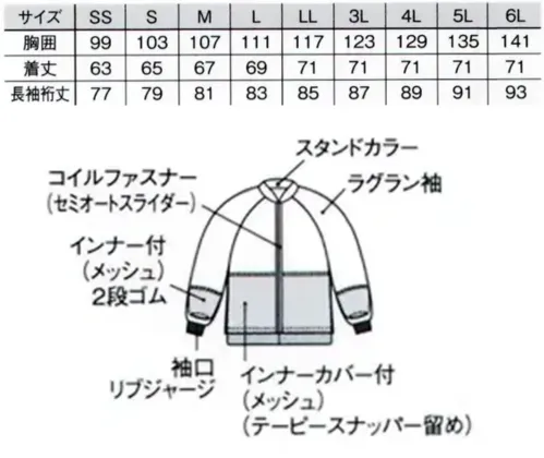 国立 HG1101W 男女兼用ジャンパー（ホワイト） サイズ／スペック