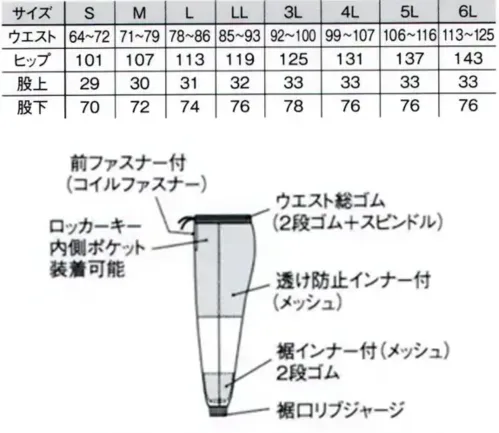 国立 HG2101W 男性用パンツ（ホワイト） サイズ／スペック