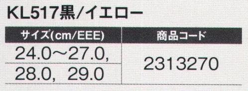 シモン 2313270 軽技 KL517 軽技 KaruwazaJSAA規格 A種認定品広範囲で反射+耐滑 シモンのプロスニーカー軽技FL series・通気性と安全性。再帰反射のメッシュ素材を使用。・軽量でもしっかり守るACM樹脂先芯・クッション性 高弾力EVAミッドソール・滑りにくいアウトソール 付加的性能「耐滑性」・歩行時の安定感 かかと部のヒールスタビライザー・つま先・かかと・側面の再帰反射材※この商品は、ご注文後のキャンセル・返品・交換ができませんので、ご注意下さいませ。※なお、この商品のお支払方法は、先振込（代金引換以外）にて承り、ご入金確認後の手配となります。 サイズ／スペック