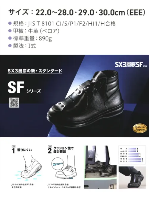 シモン SF11-V SFシリーズ 黒床 ハイレベルな安全性と快適な履き心地SFシリーズSX3層底SFソール搭載。優れたクッション性とホールド感に加え抜群の耐滑性を発揮、スムーズな歩行を実現しました。※この商品は、ご注文後のキャンセル・返品・交換ができませんので、ご注意下さいませ。※なお、この商品のお支払方法は、先振込（代金引換以外）にて承り、ご入金確認後の手配となります。 サイズ／スペック