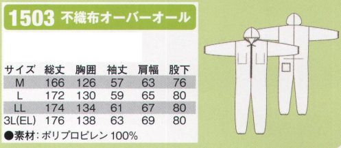 シンメン 1503 不織布オーバーオール  サイズ／スペック