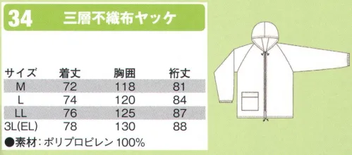 シンメン 34 三層不織布ヤッケ  サイズ／スペック