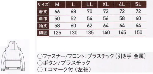 サンエス BO30250 エコ防水防寒ブルゾン 柔らかな風合いの完全防水防寒タイプ。水を扱う職場などオールマイティーに使えます。四つ山扁平断面により防風性・耐水性をアップし、ラミネート加工で優れた透湿防水性能を実現。高品質のエコ糸、制電糸を使用しています。※この商品の旧品番は AD30250 です。 サイズ／スペック