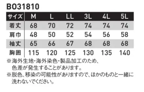 サンエス BO31810 雷神防寒ブルゾン（発熱ユニット・バッテリー別売） BO31810シリーズ超ストレッチニット素材。裏アルミプリント仕様、ユーロテイストのバイカー風ジャケット。※発熱ユニット・バッテリーは別売りです。・発熱ユニットはこちら→ RD9270・バッテリーはこちら→RD9490PJ雷神服®背中にセットした発熱体が、瞬時に身体を暖める。・空調風神服のバッテリーと連動！・すぐに暖まる！・センサー機能で設定温度を安定キープ！・コントローラーで操作が楽々！・Bluetooth搭載！快適、安全性、経済的。●バッテリー、発熱ユニットなどの電子部品が別パーツだから…・ウェアの水洗いができる。・買い替えが安価にできる。・バリエーションが楽しめる。●1時間連続運転で自動的に「弱」に切替！低温やけどに配慮した設計！温度調節センサー搭載で、「強」「中」使用時、連続運転1時間で自動的に「弱」運転に切り替わります。低温やけどやオーバーヒートに配慮した設計です。※海外生地・海外染色・製品加工のため、色差が発生することがあります。※脱色、移染の可能性がありますので、ほかのものと一緒に洗わないでください。 サイズ／スペック