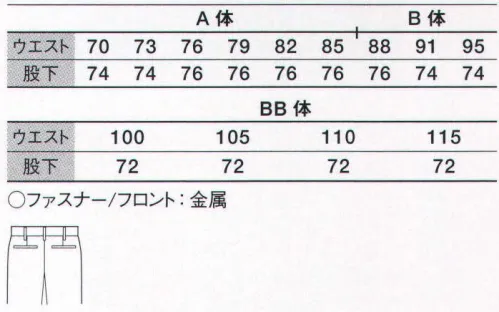 サンエス GK313 パンツ 洗濯機による100回の選択にもほとんど低下のない除電効果があり、低湿度でも良好な帯電防止効果もあり！使用素材は厚生労働省「静電気安全指針」の数値性能を満たしています。※1ベージュ は販売終了致しました。 サイズ／スペック