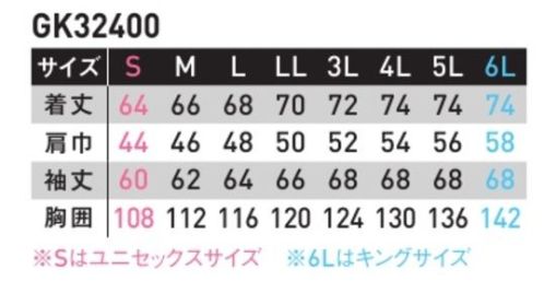 サンエス GK32400 ストレッチ防寒ブルゾン GUNKEIGK32400シリーズカジュアルテイストでワークからオフまで活躍!ストレッチ素材で動きやすい。大人かっこいいスタイルでワーカーからの支持も熱い本格ワーキングウェア。働く人の信頼を裏切らない安全性と機能性で定評の高いGUNKEIがさらに風も寒さもシャットアウトする防寒仕様にパワーアップ!バランスのいい大人の着こなしが実現するほどよいカジュアル感も魅力。●背中…後身反射テープ●衿…衿裏フリース使用●脇…サイドポケット(ペットボトルなども収納可)●左胸…左前内ポケット サイズ／スペック