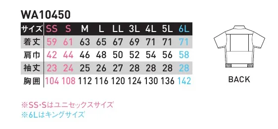 サンエス WA10450 半袖ブルゾン 人気の主力商品がグレードアップして登場消臭機能と、腕の上げ下げをフリーにしたトリカットを追加。さらに通気性バツグンの脇下メッシュを採用。吸汗・速乾性に優れ、環境にもやさしいリサイクルウェア。カラーバリエーションが豊富な男女ペアユニフォーム。トロピカル使用済みペットボトルを回収し、再利用して作られた地球にやさしい再生繊維です。地球環境を考え、限りある資源を有効活用しています。●吸汗・速乾性に優れています。●通気性が高く、ドライタッチのサラサラ感。●シワになりにくく、イージーケア。DEO-GRAFTデオ・グラフト使用しているテープは糸の表面から中身にまで消臭機能を持たせることにより、消臭飽和量が圧倒的に多く、すばやく消臭します。※この商品の旧品番は CR10450 です。 サイズ／スペック