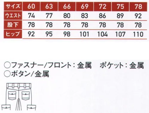 サンエス WA21616 レディースカーゴパンツ 働く女性の美シルエット現場の女性がよりクールに美しく見えるデザイン。細部にこだわったカジュアルな細身シルエットが、スマートな印象を引き立てます。美脚・美尻シルエットAIRLET×HARD BIZエアレットハードビズ驚きの軽さと高い保温性を実現。スーパーストレッチ素材で動きやすい高機能ワークウェア。ポリエステル混の究極ストレッチ性と3Dカッティングによるノンストレスの着心地。スーパーストレッチ素材+軽量素材で驚きの動きやすさ！！現場でのハードワークや瞬発的な高負荷にもスムーズに対応するスーパーストレッチ素材を採用。また、中空率が約30％のポリエステル原綿を使用し、軽量化を実現。生地内に多くの空気層を保持するため、保温性能も併せ持つ商品です。無駄なストレスを感じることがないため、作業効率アップにつながります。こんな人にオススメ・女性らしいピッタリのシルエットの作業服がほしい。・軽くて動きやすい作業服がほしい。ブラスト加工でハードな質感を演出！！高圧で砂状の粒子を吹き付けることによって、ヴィンテージの風合いを作り出すブラスト加工を施すことで、ラフでタフな仕上がりを実現。刺し子風ステッチにまでこだわったエアレット®素材のワーキングウェア。エアレット®ライトフィックスエアレットは、東レの高度紡糸技術を駆使して生み出した中空ポリエステル原綿による機能性と天然繊維の質感を備えた快適ユニフォーム素材です。驚きの軽量感。原綿ベースで30％OFFを実現。中空繊維を使用することで生地内に多くの空気層を保持するため、軽量でありながら保温機能を持つことができる高機能素材です。中空率が約30％のポリエステル原綿を使用しており、アイテムの軽量化を実現、作業効率アップにつながります。DEO-GRAFT GL使用しているテープは糸の表面から中身にまで消臭機能を持たせることにより、消臭飽和量が圧倒的に多く、すばやく消臭します。 サイズ／スペック