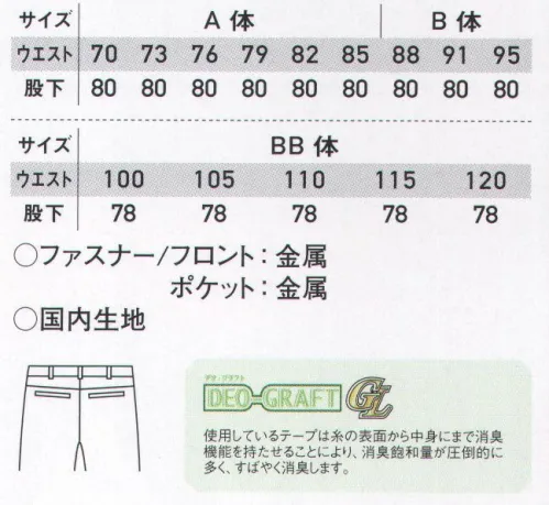 サンエス WA21924 ワンタックパンツ ワークウェアは、さらに進化する。黒原着糸を織り込んだ杢調の生地の風合いが、高いファッション性を実現。落ち着いたカラーリングとシャープなデザインで、ワークシーンをスタイリッシュに変える、今期イチオシの注目シリーズ。●交織ストレッチツイル絶妙な風合いのツイル生地は、スマートシルエットでも窮屈さを感じない、高ストレッチ性を保持。 サイズ／スペック