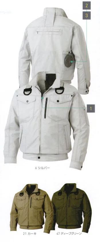 メンズワーキング 長袖ジャケット（ブルゾン・ジャンパー） FZN 空調風神服 KF95100G フルハーネス用長袖ブルゾン（空調風神服）（ファン・バッテリー別売）  作業服JP