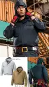 空調風神服 KU91410 フード付長袖ブルゾン（空調風神服）（ファン別売り） ヘルメット内にもファンの風が流れて快適、フード付きタイプ。 ※この商品は、ご注文後のキャンセル・返品・交換ができませんので、ご注意下さいませ。※なお、この商品のお支払方法は、先振込（代金引換以外）にて承り、ご入金確認後の手配となります。  【この商品単体ではご利用になれません。初回ご購入時には、別売りのファンユニットセットをあわせてご購入下さいませ。】二機のファンが生み出す圧倒的空調性能！！空調服とは・・・「空調服」とは、服に付いた小型ファンで、服の中に外気を取り入れ、体の表面に大量の風を流すことにより、汗を気化させて、涼しく快適に過ごしていただく為の商品です。使用するエネルギーもエアコンなどに比べて格段に少なく、環境にも配慮した製品です。工場や屋外作業などエアコンの使用できないような環境でも、快適に過ごしていただけるようになります。 特許取得の実力派！！涼しさの秘密はココ！！ファンから服の中に毎秒約20リットルの外気が取り込まれます。取り込まれた空気は、服と体の中に流れ、その家庭でかいた汗を気化させます。「生理クーラー」の原理を利用、清涼感が全体に行きわたります。服内を駆け巡る風が、気化熱を奪う。人は、体温が上がると汗をかき、蒸発による際の気化熱で体温を下げます。この「生理クーラー」と呼ばれるメカニズムを利用しているのが、空調服です。ファンから取り入れた空気を身体とユニフォームの間に流して、汗が蒸発する時の気化熱で身体を冷やして、涼しく快適な環境を作ります。夏場でも、エアコンで室内を大量に下げる必要がないため、省エネ効果はもちろん、熱中症や冷房病の防止も期待できます。●フードがヘルメット全体を覆うことで、頭部にも空気が行き渡ります。●軽量でコンパクト！カンタンに着脱でき、洗濯もカンタンに。別売りのユニットは、スイッチ付き電池ボックス（またはバッテリー）と、空気吸入ファン2個ケーブル。軽量、コンパクトサイズです。着脱も可能で、洗濯時はカンタンに取り外しができます。内側の2箇所のツメを押してリングを取り外します。簡単にファンユニットを取り外せます。●左胸ファスナー付きポケット。ポケットに入れたものが落下しないよう、ファスナーでカバー。