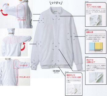 食品工場用 長袖白衣 サーヴォ CD-652 長袖ジャンパー 食品白衣jp