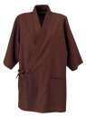 サーヴォ JT-2012 作務衣（上衣） 凛とした和のたたずまいが際立つ、温かみのある茶色柄。着脱仕様の替衿があれば、着こなしの印象が自在に！（JA-5100）