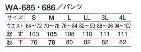 サーヴォ WA-685 男性用ホッピングパンツ 軽くて透けないポリエステル100％の吸汗速乾素材、「ウォーターバランス」。ウォーターバランスは紫外線・可視光線遮蔽セラミックスを練り込んだ十字断面繊維です。このセラミックスが紫外線を吸収して衣服内への透過を抑圧し、太陽熱線を反射して衣服内温度の上昇を抑えます。また。繊維が十字型をしていますので、1本の繊維に刻まれた4本の溝が優れた毛細管現象を発揮し、素早く汗を吸い上げ拡散させると共に、空隙部によりレギュラーポリエステル（丸断面）に比べ、軽量化されています。肌にべとつかず、下着が透けにくいトリコットメッシュの裏地付きパンツ。 サイズ／スペック