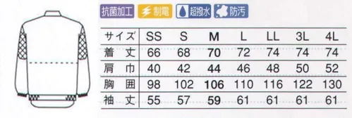 サーヴォ RP-703 長袖ジャンパー ビシッと水をはじく強力撥水。汚れもつきにくい、高機能素材。水をビシッとはじく。しなやかで爽やか。汚れにくくピカピカ。 繊維一本一本に特殊コーティングを施して非常に高い撥水性能を持ち、工業洗濯の後にも優れた撥水性をキープします。水だけでなく、汚れも染み込みにくく、付いた汚れも落ちやすい素材。糸全体に特殊コーティングしてあるため、繊維の自由な動きを妨げず、しなやかな風合いで、通気性にも優れています。 ※2009年12月よりプライスダウン致しました。 サイズ／スペック